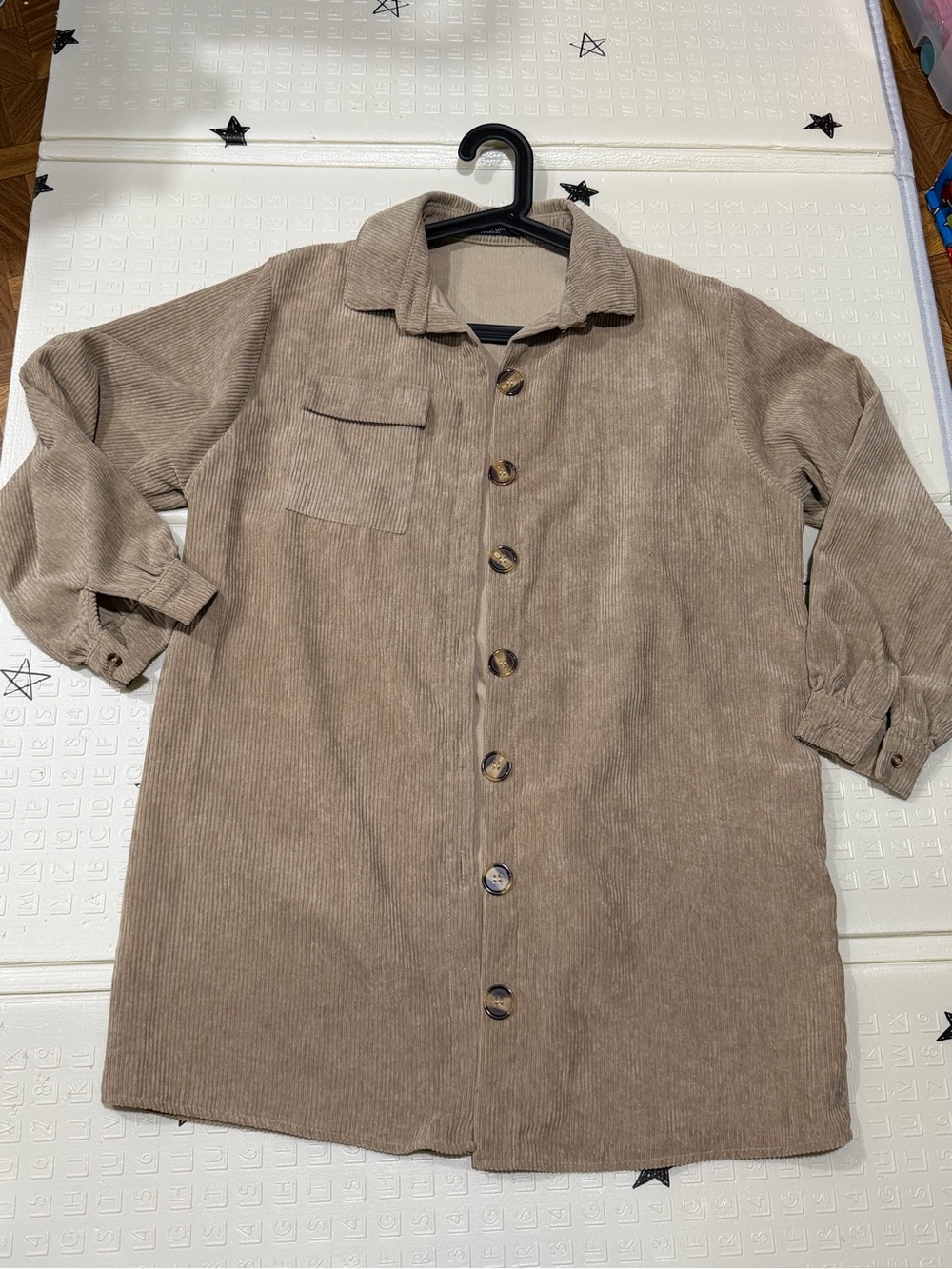 Light Corduroy Button-Up Jacket - Taupe